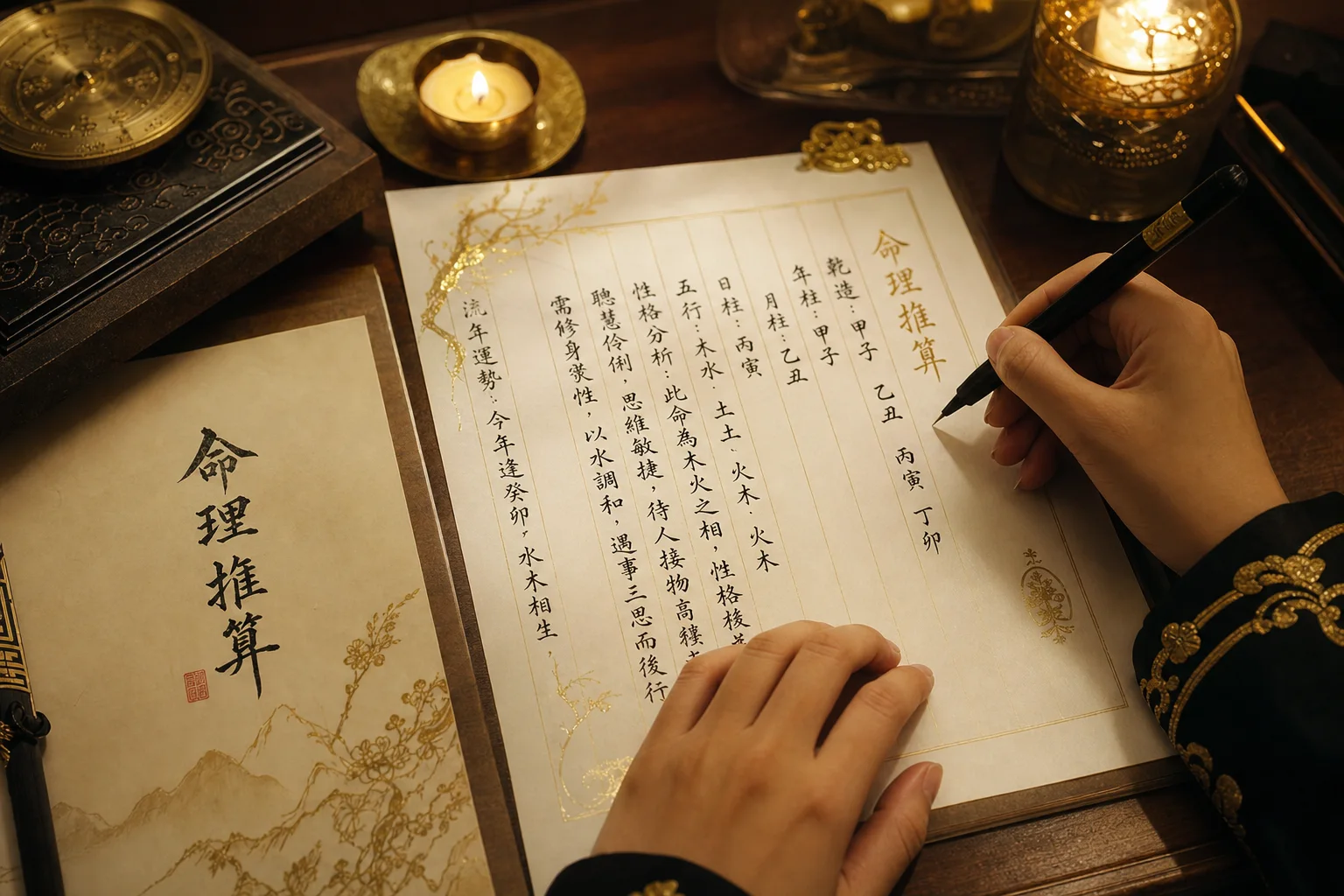 鑑定書をしたためる手元